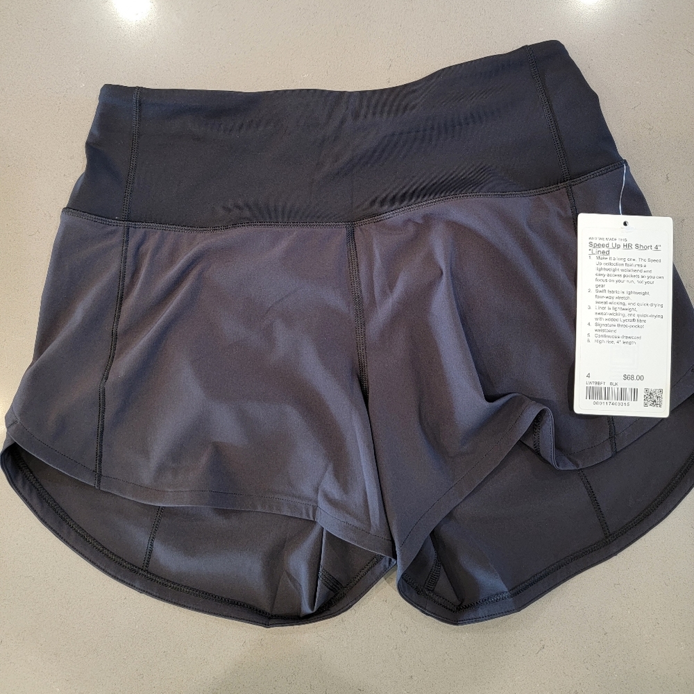 Lululemon black size 4 speed up shorts